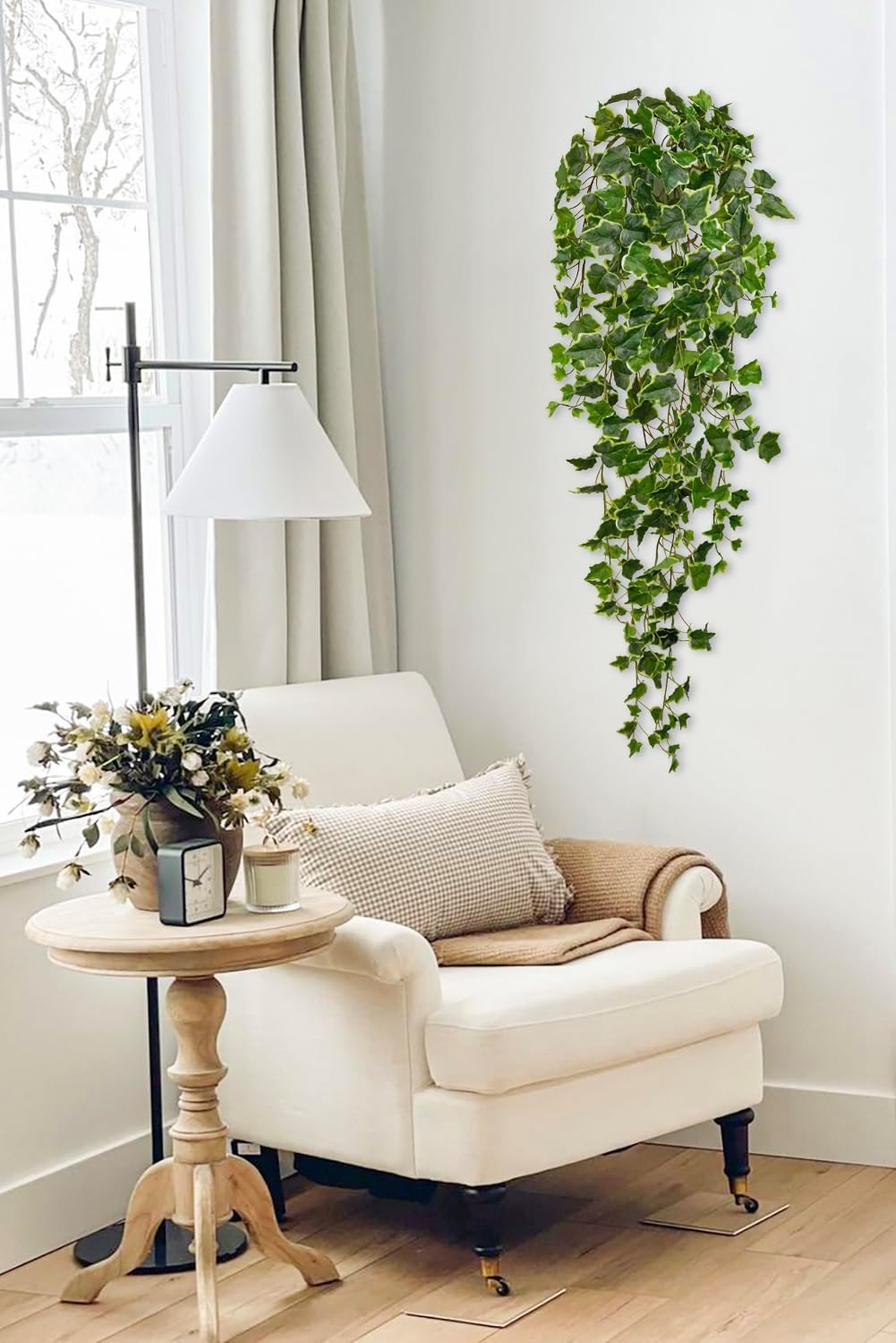 Hollyone Artificial Hanging Plants Wall Potted 47.2" Fake Ivy Vine Faux Ivy Leaves Hanging Greenery Plants for Wall Home Bedroom Indoors Outdoors Garden Patio Decor
