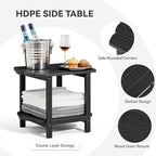 Small Outdoor Side Tables Modern 2-Tier Adirondack Table Rustic End Table HDPE Storage Shelf Industrial Corner Rectangle Coffee Table for Patio Garden Balcony Backyard Pool Farmhouse Home Black
