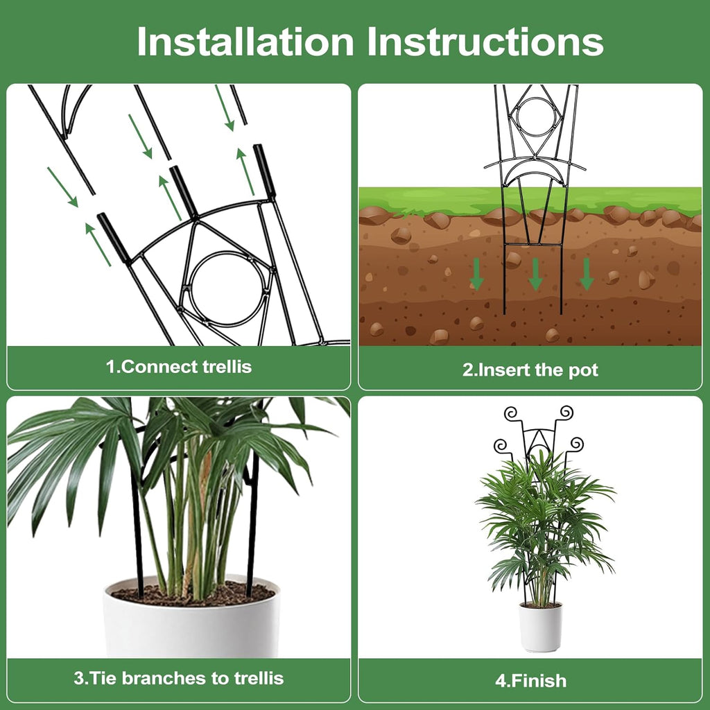 Indoor Plant Trellis for Climbing Plants 2 Pack Small Garden Metal Support for Potted Plants Flowers Houseplants for Outdoor