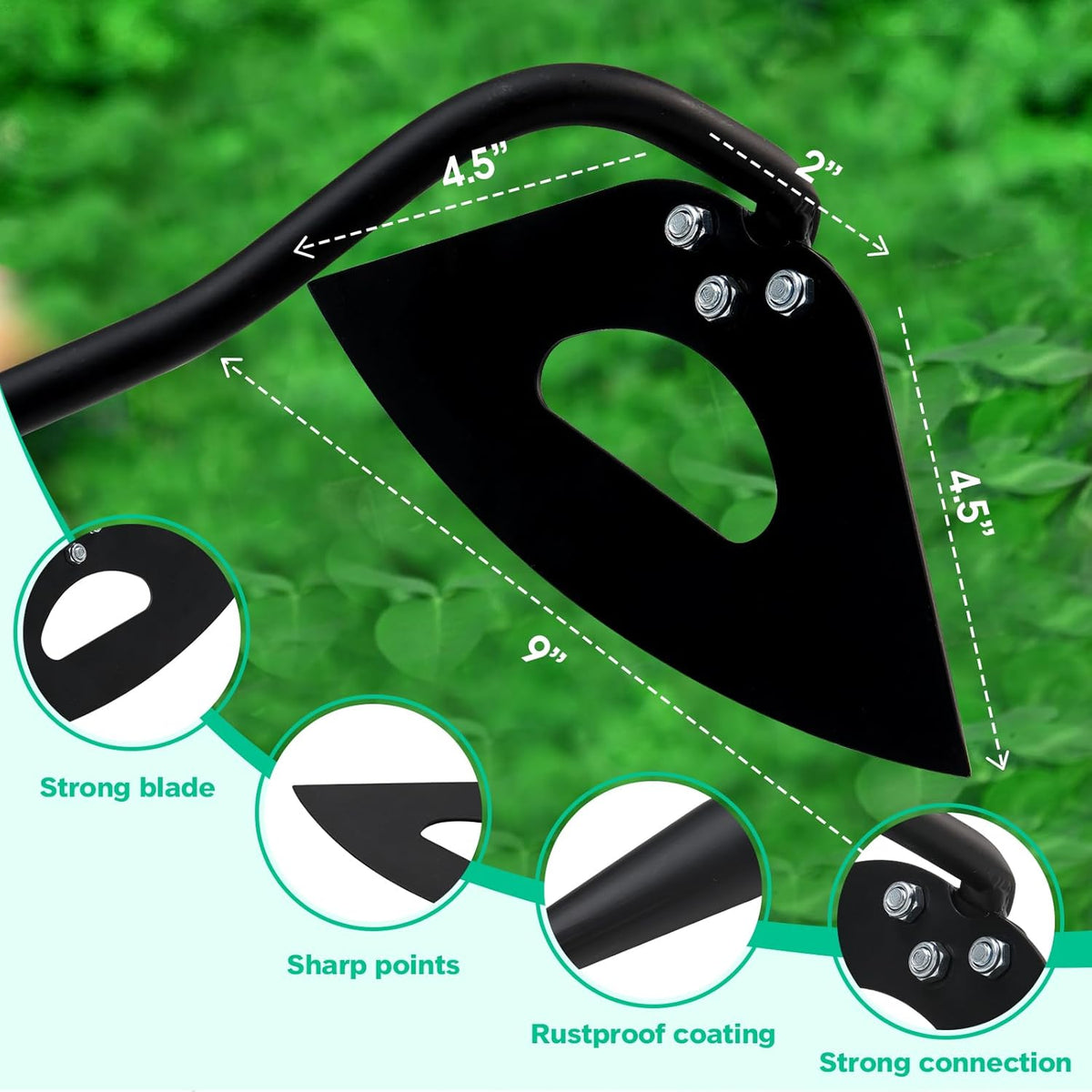 Garden Hoe for Weeding,Heavy Duty Weeding Hoe for Fast Weeds Grass Removal,Loosening Soil Digging Planting Ridging,55 Inch Long Handle,Hardened Hollow Eye Hoe Garden Tools for Garden Flower Beds