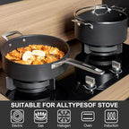 MsMk 5QT saute pan with Glass Lid, 11in Nonstick Deep Frying pans, Lasting Non stick, Oven safe to 700°F, Induction pots, Durable PFOA Free Non-Toxic