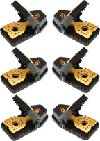 Bullseye - 6 Pack - Rat Traps - Indoor/Outdoor, Reusable, Easy Setup, Powerful Stainless Steel Spring, Tough ABS Body. Set Traps Safely Without Getting Snapped. Great for Rats, Chipmunks & Rodents