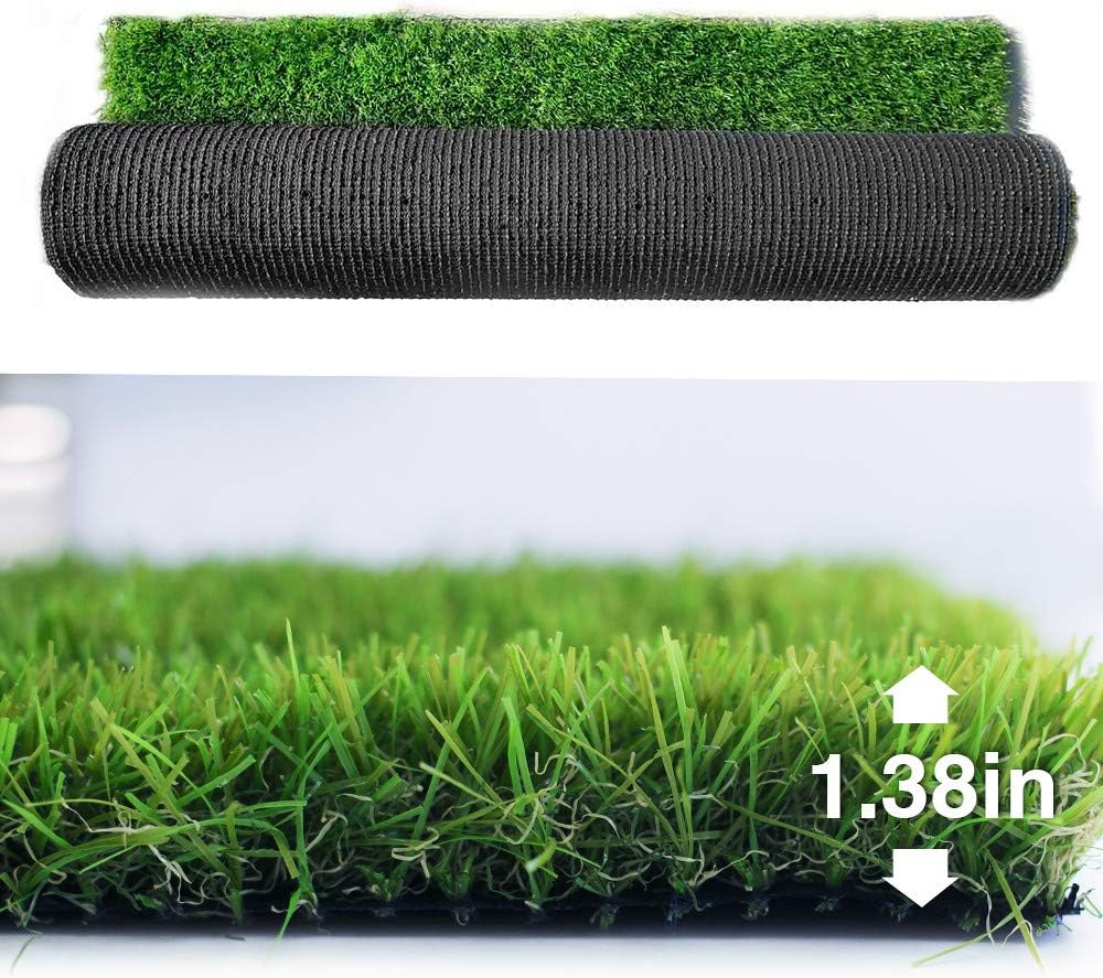 Petgrow Synthetic Artificial Grass Turf Lawn 15 x 58ft, 1.38" Outdoor/Indoor Fake Grass Rug Astroturf for Dogs,Faux Grass Rug with Drainage Holes/Custom Size Provided
