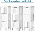 Tangkula Bathroom Floor Cabinet, Wooden Storage Cabinet w/2 Adjustable Drawers, Narrow Storage Floor Cabinet for Living Room Bathroom Office (White)
