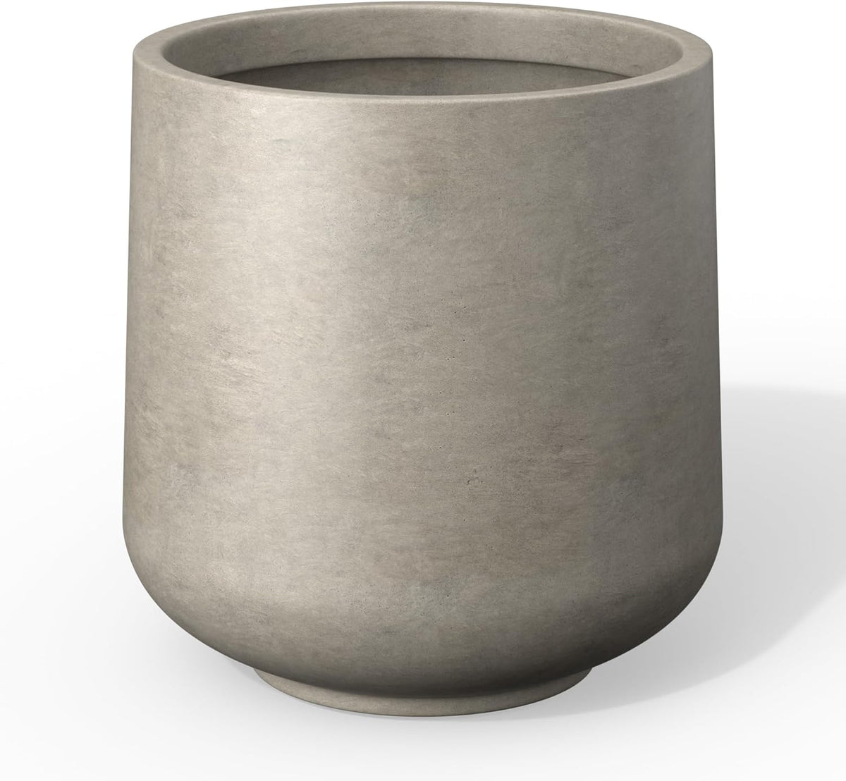 Kante 15.3" Dia Round Concrete Planter, Outdoor Indoor Large Plant Pots Containers with Drainage Hole and Rubber Plug for Home Garden Patio, Buff Concrete
