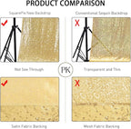 SquarePie Sequin Backdrop Curtain Not See Through Background for Wedding Party 7FT x 7FT Gold