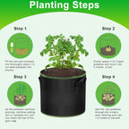 Grow Bags of 6-Pack 5Gallon, Garden Planter Bags with Handles, Thickened Nonwoven Fabric Aeration Planting Pots, Vegetable Gardening Fabric pots with Plant Tags and Seedling Bags, Black