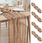 Asee'm 4pcs Cheesecloth Table Runner 120 Inches Long Nude Boho Gauze Cheese Cloth Runner 10FT Rustic Sheer Table Runners for Christmas Wedding Party Baby Shower Spring Easter Decoration