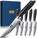 Steak Knives Set of 6, 4.5 Inch Japanese Serrated Steak Knife Set, Ultra Sharp High Carbon Powder Steel Steak Knife with Pakkawood Handle