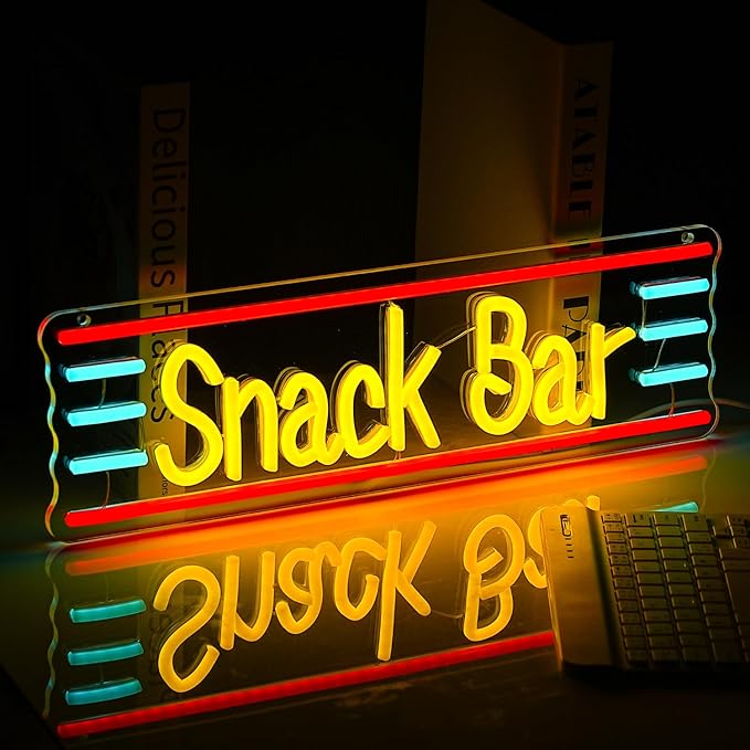 Snack Bar Neon Sign Dimmable Bar Neon Light for Wall Decor USB Powered Led Business Shop Light Up Sign for Candy Cake Coffee Store Home Decor(16.1 * 4.9 In)