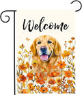 Floral Golden Retriever Garden Flag Fall Yard Flag Wildflower Dog Garden Flags Orange Autumn Lawn Flags Welcome Thanksgiving Outdoor Flags for Outside 12x18 Double Sided Small