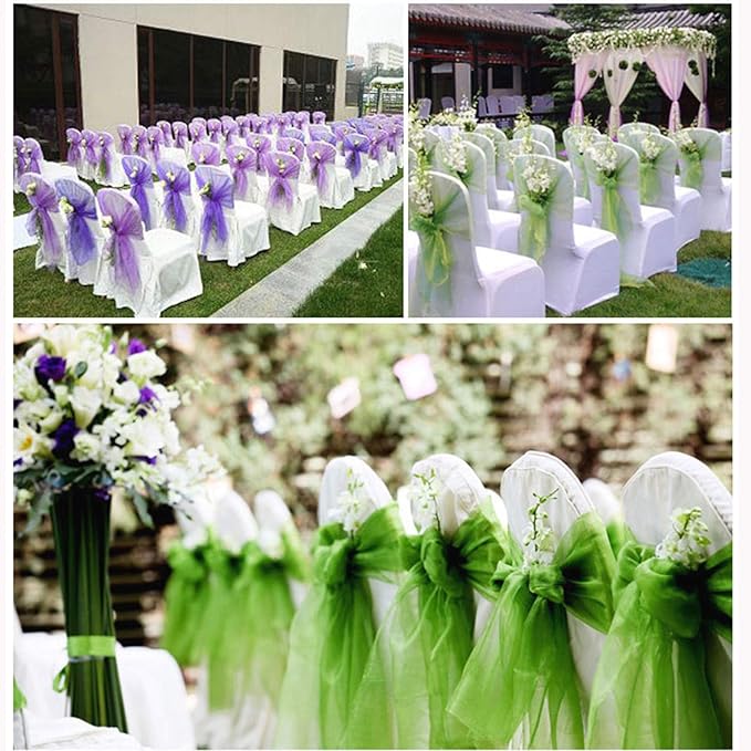 Crystal Organza Fabric Tulle - 16" by 50 Yards Sheer Fabric for Wedding Party Decoration Bridal Shower Tutu Roll Netting Spool Ribbon Wrapping (Green)