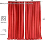 AK TRADING CO. 10 feet x 10 feet Polyester Backdrop Drapes Curtains Panels with Rod Pockets - Wedding Ceremony Party Home Window Decorations - RED (DRAPE-5x10-RED)