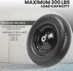 AR-PRO 4.80/4.00-8" Flat Free Tire and Wheel - 14.5" Solid Wheelbarrow Tires with 3" -7" Centered Hub and 5/8" Extra 3/4"Bearings - Universal for 4.80-8 4.00-8 4.00-6 3.50/3.00-8 Wheelbarrow Wheels