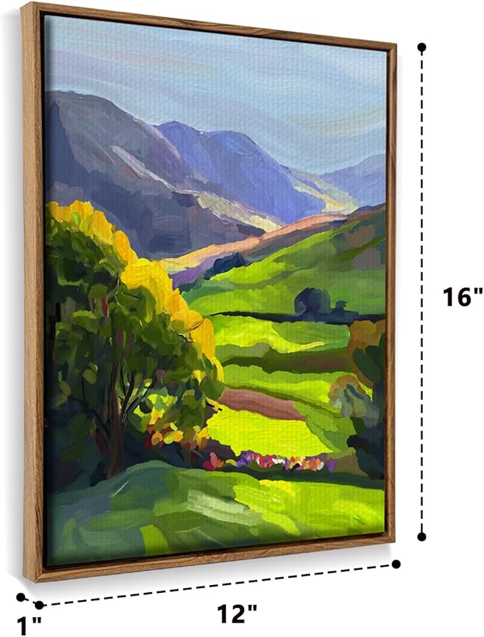 Evanthia Framed Canvas Wall Art Valley of Light Nature Wall Art Nature Wall Decor for Living Room, Bedroom, Office or Farmhouse Style Home 18x24inch（45x60cm）.
