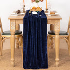 MLMC 2 Pack Navy Blue Velvet Table Runner 10ft Luxury Deep Blue Velvet Fall Table Runner 20x120 Inches for Wedding Reception Bridal Shower Party Birthday Events Decor