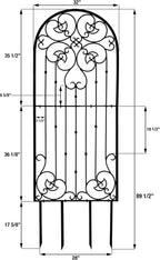 H Potter Large Garden Trellis Wrought Iron Heavy Scroll Metal Decoration Model GAR545 (Large Black)