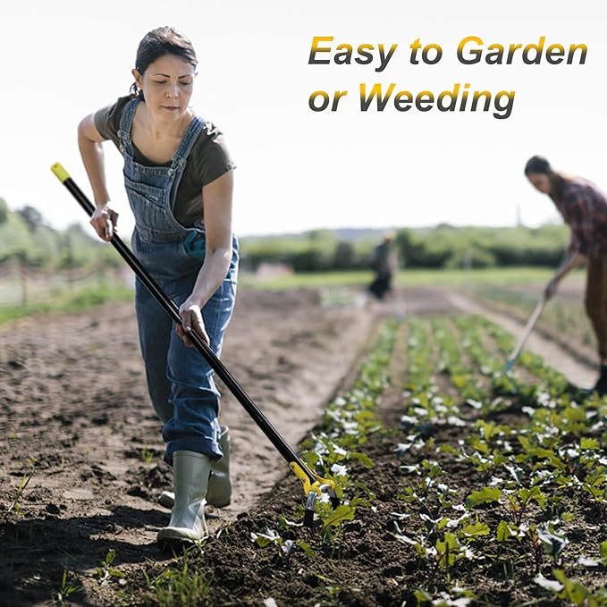 BsBsBest Scuffle Hoe Garden Tool, Stirrup Loop Hoe with 90 Inch Adjustable Long Hand, Great for Weeds in Backyard,Vegetable Garden
