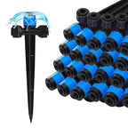 Push-to-Fit Drip Irrigation Vortex Emitters for 1/4" Drip Irrigation Tubing, 20 Pcs Adjustable 360 Degree Water Flow Fan Shape Drippers with Stake in-Line Drip System Emitter