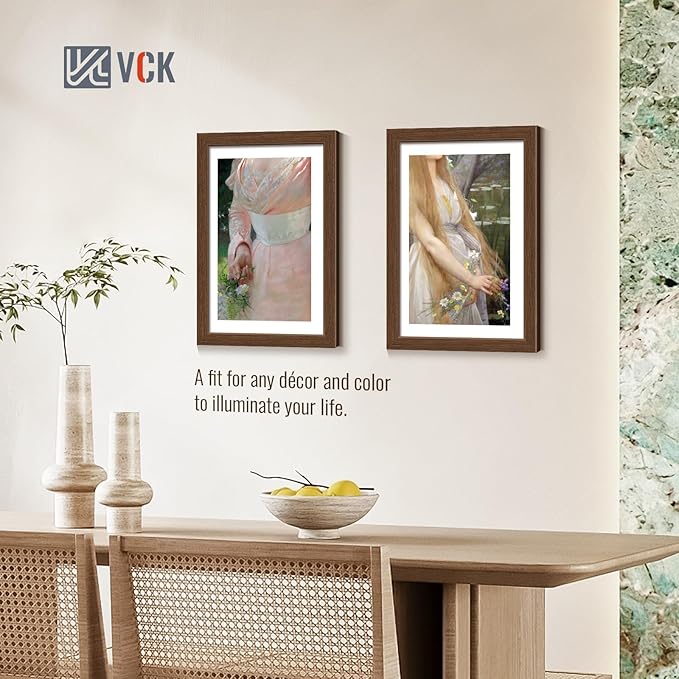 VCK 12x18 Poster Frame Set of 4 - Brown, Gallery-Quality Wood Picture Frames, 1.1-Inch Wide Border, Polished Plexiglass, Vertical or Horizontal Wall Display for Photo/Art/Prints, Brown