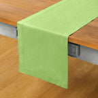 Solino Home Cotton Linen Table Runner 120 Inches Long - Hemstitch Apple Green Dining Table Runner 14 x 120 Inch
