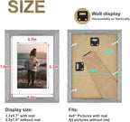 KINLINK A5 Picture Frame, Grey Solid Wood Frames with Acrylic Plexiglass for Pictures 4x6 with Mat or A5 without Mat, Tabletop and Wall Mounting Display 4 Pack