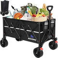 Collapsible Wagon Cart with Wheels Foldable - Folding Utility Heavy Duty Wagons Carts for Grocery Sports Garden Shopping Camping Wheelbarrows (Black, 150L)
