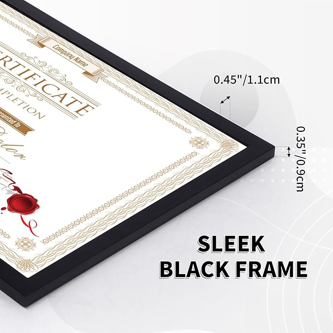 WIFTREY 12 Pack 8.5x11 Certificate Picture Frames, Multi 8.5 by 11 Photo Frame for Award Document Diploma Frame, Wall Hanging or Tabletop Display, Black