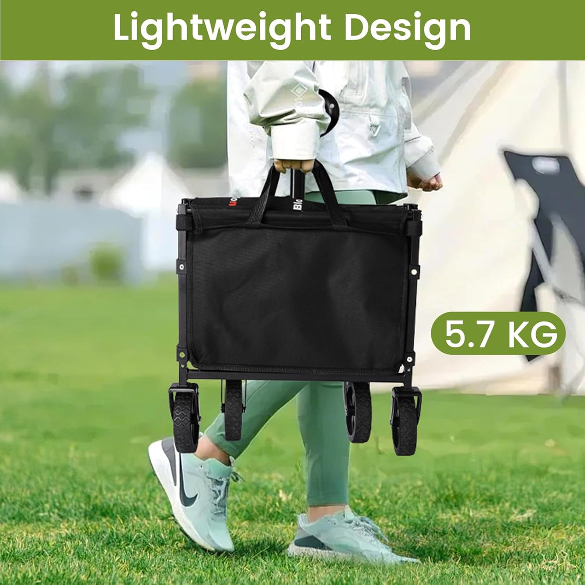 Collapsible Wagon with Wheels, 220 lbs Wagons Carts Foldable Wagon Cart with Flexible Handle, Lightweight Portable Folding Utility Grocery Shopping Cart for Grocery Sports Garden Camping