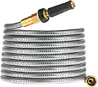 Expandable Metal Garden Hose 75 FT - 304 Stainless Steel Water Hose 75 FT - Heavy Duty non Kinking Flexible Garden Hose, no Bite