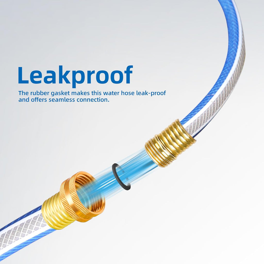 Solution4Patio Blue Garden Hose 3/4 in. x 50 ft. -Heavy Duty Durable Flexible Lightweight Water Pipe -Brass Aluminum Ends for Household & Commercial -Kink Free, No Leaking, Male/Female Fittings