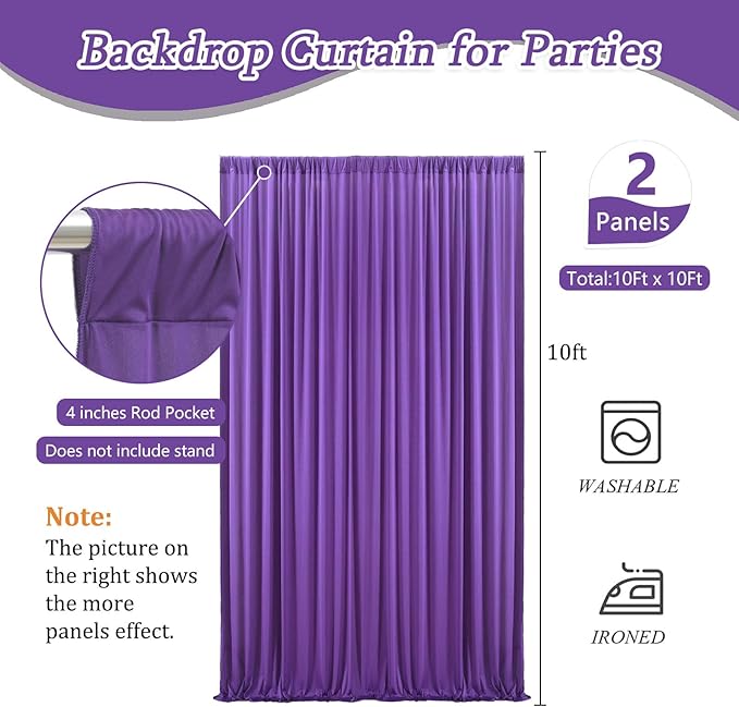 10 x 7 Feet Purple Backdrop Curtain for Partie, Background Curtains for Photoshoot, Birthday, Wedding, Halloween, Thanksgiving, Christmas Day, New Year Party Decorations 5Ft x 7Ft, 2 Panels