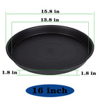 Bleuhome 4 Pack of 16 inch Plant Saucer (13.5" Base), Heavy Duty Plastic Plant Tray for Pots, Flower Water Trays for Indoors, Bird Bath Bowls, Plant Drip Saucers for Planter 14"/15"/16" (Black)