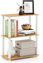 Furinno Turn-S-Tube 3-Tier Compact Multipurpose Shelf Display Rack, Square, Beech/White, 3-Tier Square Tubes