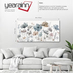 Elegant Flowers Canvas Wall Art - Floral Pictures for Wall Decor Indigo Brown Grey Canvas Painting Nature Printing Artwork for Living Room Bedroom Home Office Wall Decoration 29" x 58"