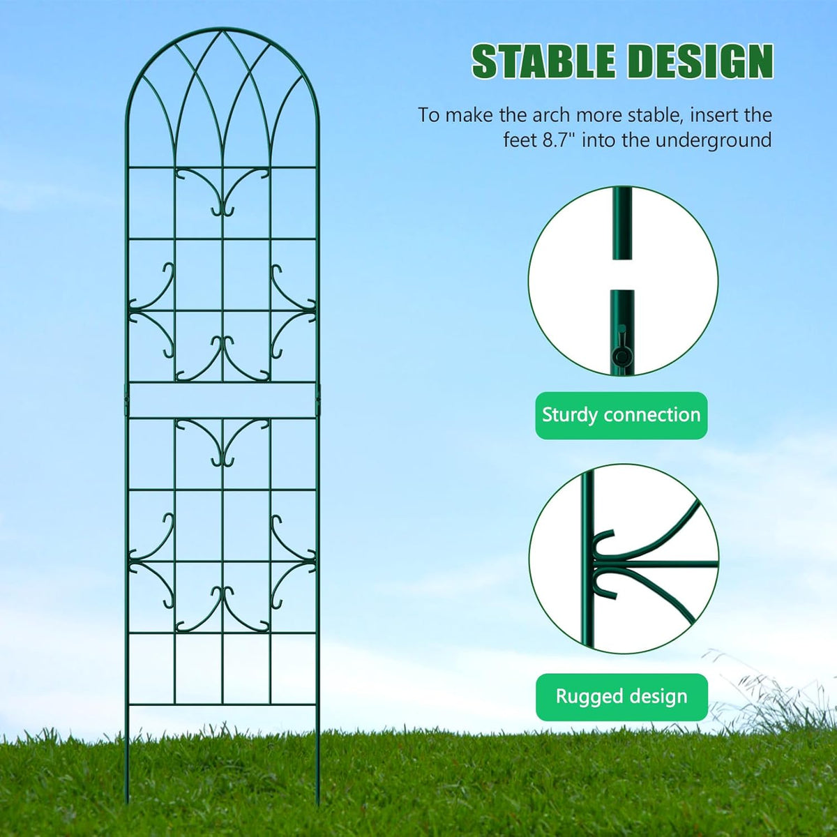4 Pack Metal Garden Trellis for Climbing Plants,Green Metal Garden Trellis for Vines Plant Rose Vegetable Support,Large Decorative Outdoor Trellis