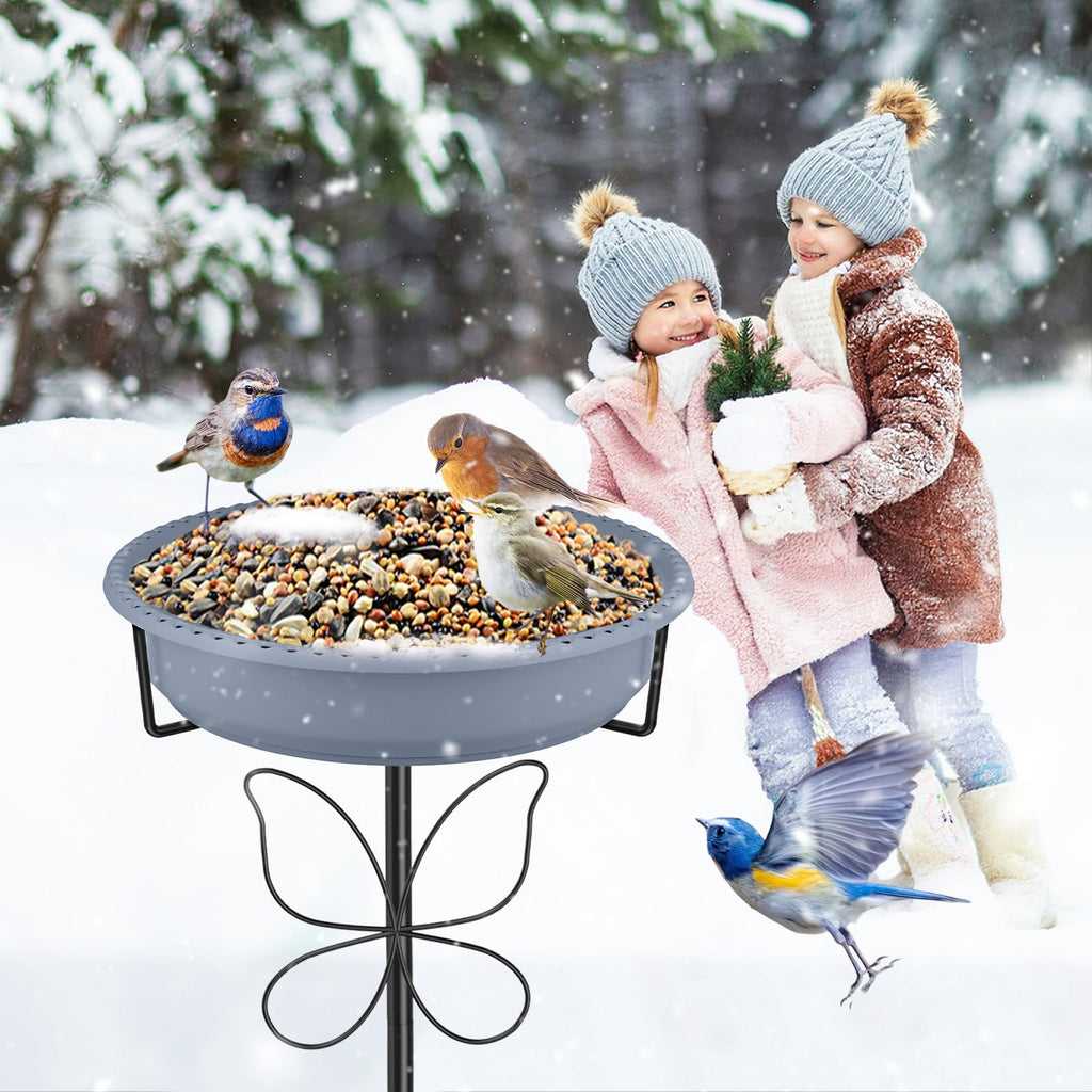 YOADEHOA Bird Bath for Outside, Garden Freestanding Birdbath & Birdfeeder with Removable Bowl, Bird Baths Feeder for Outdoors Garden Patio Yard Lawn Decor, 5-Pronged Base & Easy to Clean(Grey)