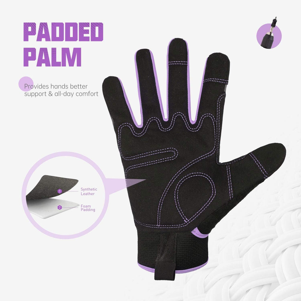 HANDLANDY Women Safety Work Gloves Utility Touch Screen Working Grip Glove for Yardwork Gardening Breathable Mechanic Gloves