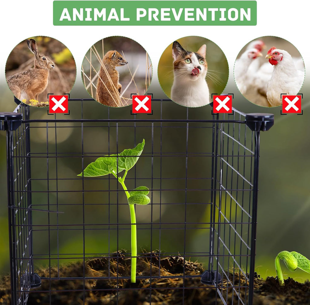 Generic 4 Set Wire Plant Covers Plant Protectors from Animals,20 Pcs 12""X12"" Chicken Garden Cloches for Plants Metal Meshes for Protect Plants Vegetables,Keeping Bunny Animals Out, Black