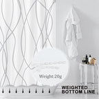 Punkray Grey and White Striped Polyester Shower Curtain for Bathroom with 8 Hooks, Weighted Hem, Waterproof Bath Accessories Hotel Style, 54 x 72