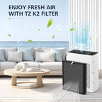 TZ-K2 Replacement Fil-ter Compatible with ToLife TZ-K2 Air Puri-fier for Home Large Room, 3-in-1 HEPA High-Efficiency Activated Carbon TZ-K2-A Fil-ter, 2 Pack