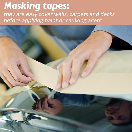 Masking Tape Bulk General Purpose Masking Painting Tape 55 Yards for Painting Home Office School Stationery Arts Crafts Basic Use, Easy Removal(3 Rolls,6 Inch)