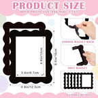 Kingdder 12 Pcs Scalloped Magnetic Picture Frame for Refrigerator 4 x 6 Black Reusable Picture Frame Magnets Decorative Photo Holders for Fridge Home School Office Kitchen Locker Decor