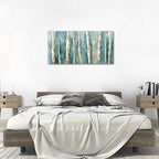 Birch Trees Canvas Wall Art - Abstract Birch Pictures for Wall Decor Modern Turquoise Canvas Painting Nature Printing Artwork for Living Room Bedroom Home Office Wall Decoration 29" x 58"