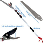 Tree Pruner Extendable 4.5-11.5 FT, Tree Trimmer Telescoping with 4 Section, Long Handle Pruning Shears, Cut and Hold Clippers, Pole Saws Branch Cutter, Loppers, Fruit Picker Tool