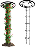 6.89FT Mushroom Top Obelisk Trellis for Outdoor Climbing Plants, Rustproof PE-Coated Metal Poles Support, Decorative Garden Trellis for Climbing Rose, Wisteria, Black