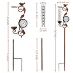 32" Garden Rain Gauge with Thermometer - 7" Glass Tube for Outdoor Indoor Use, Patio Yard Decor Statue