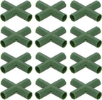 4 Pcs 11mm Greenhouse Frame Building Connectors, 4 Way Flat Pipe Fitting for Grape Trellis/Sunscreen Shed/Gardening Plant Stakes, Greenhouse Accessories [Green]
