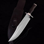 Survival Hunting Knife with Sheath, Handmade 15-inch Full Tang D2 Fixed Blade Tactical Bowie Knife for Camping, Outdoor, Bushcraft, Father's Day Gifts with Solid Engineered Wood Handle (Black)