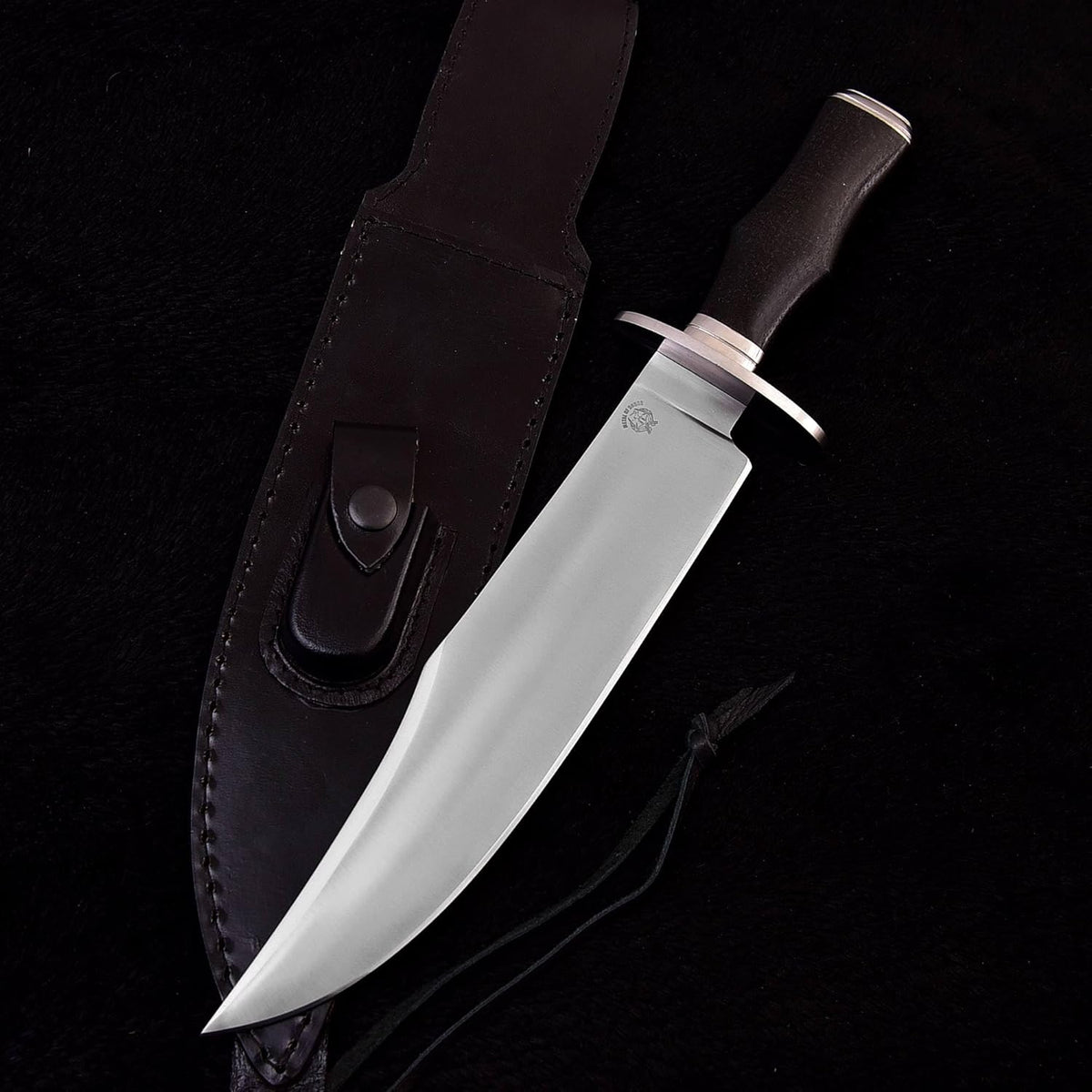 Survival Hunting Knife with Sheath, Handmade 15-inch Full Tang D2 Fixed Blade Tactical Bowie Knife for Camping, Outdoor, Bushcraft, Father's Day Gifts with Solid Engineered Wood Handle (Black)